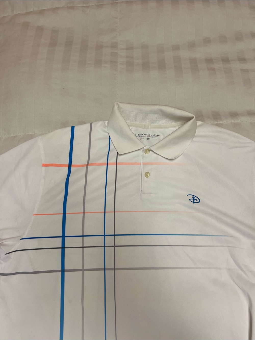 Nike White Disney Dri Fit Golf Polo Sz L